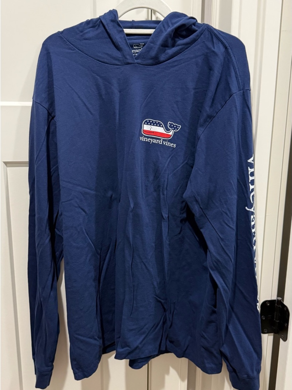 Vineyard Vines Blue Long Sleeve Hoodie with Logo Print